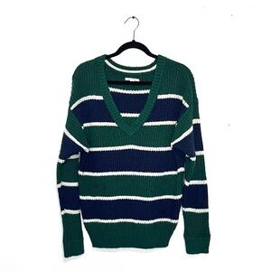 American Eagle Outfitters S V-Neck Knit Sweater Striped  Preppy Y2K Country Club